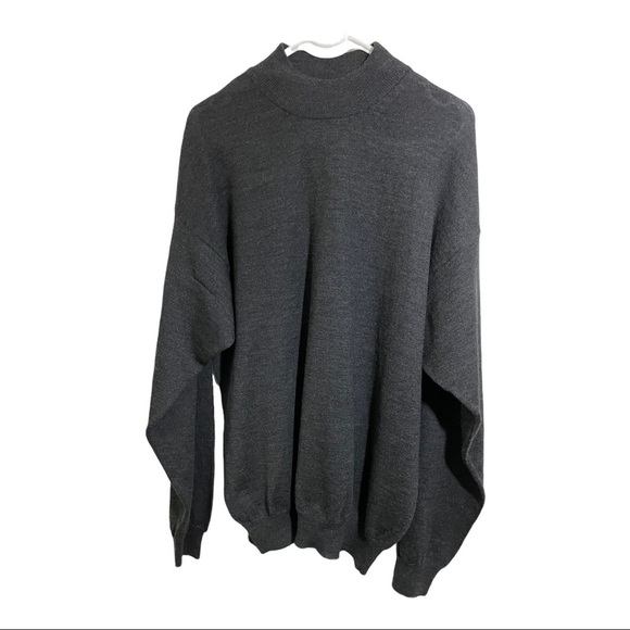 Marconi mens Italian round collar ribbed merino wool sweater. Grey black large - Picture 1 of 10